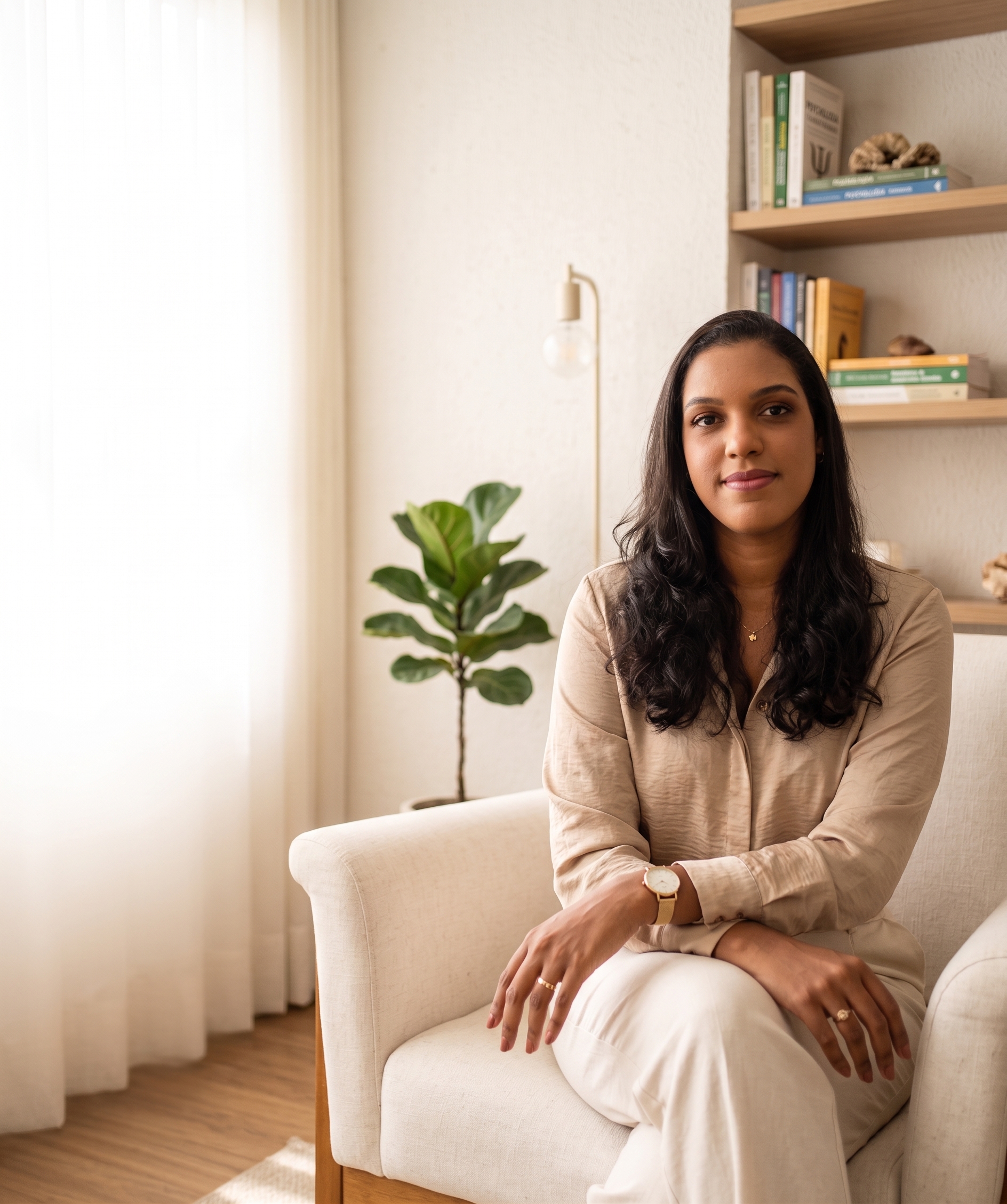 Andressa Santana, psicóloga, em seu consultório